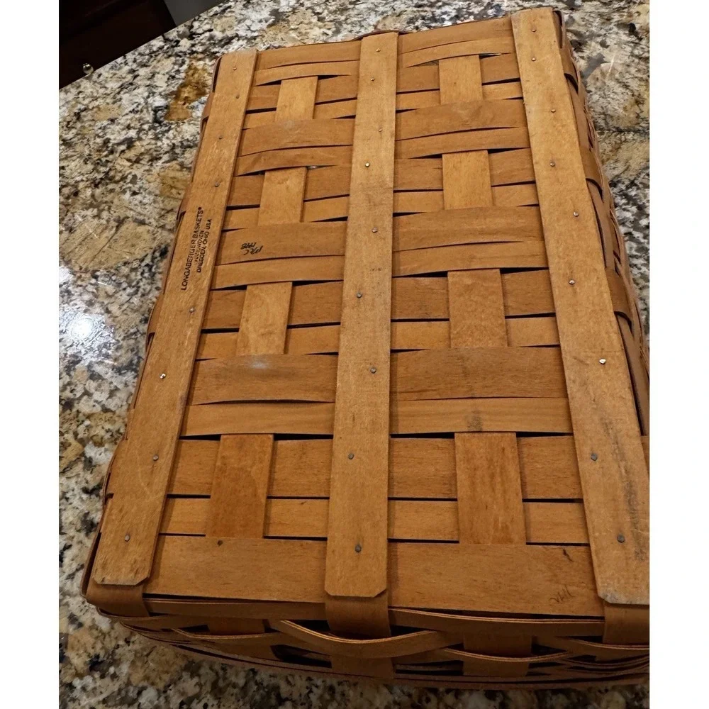 LONGABERGER 1998 Hostess Lg Serving Tray Fruit Basket w/ Plastic Protector 19x14